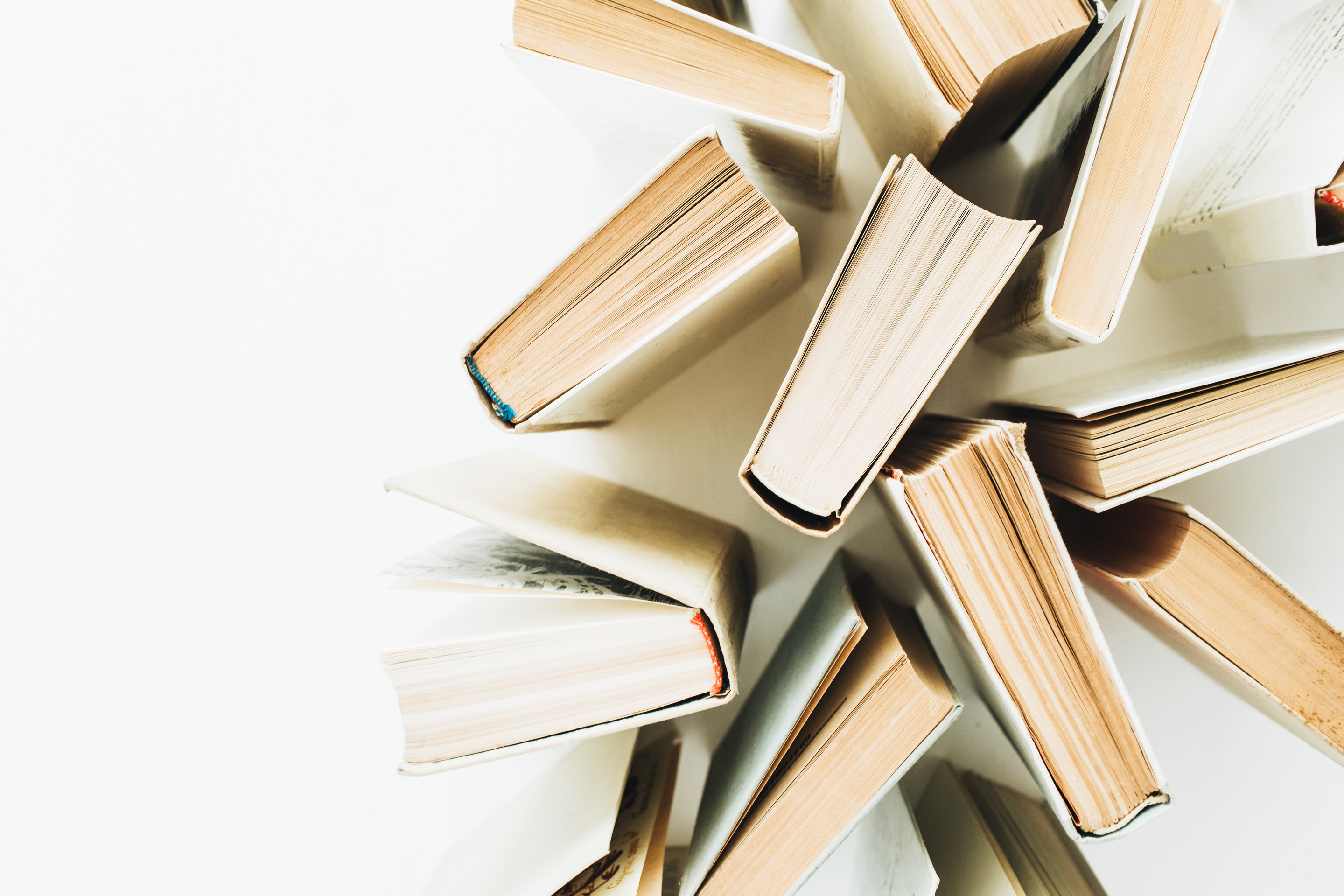 Books on white background